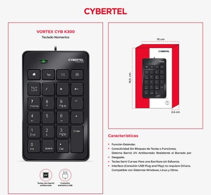 VORTEX CYB K300 TECLADO NUMERICO USB CYBERTEL