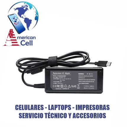 CARGADOR COMPATIBLE - HUAWEI 5V 2A - 12V 3A - 15V 3A - 20V 2A
- 20V 3.25A 65W TIPO C RECTANGULAR